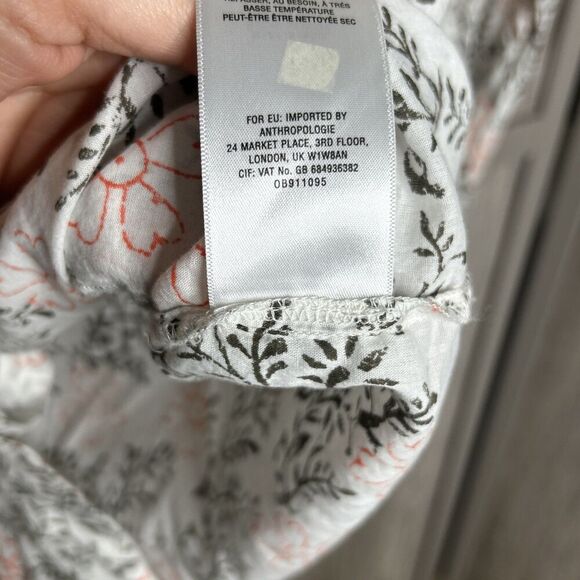 Anthropologie Button Up Shirt Embroidered Floral Lightweight Oversized M/L - Picture 3 of 8